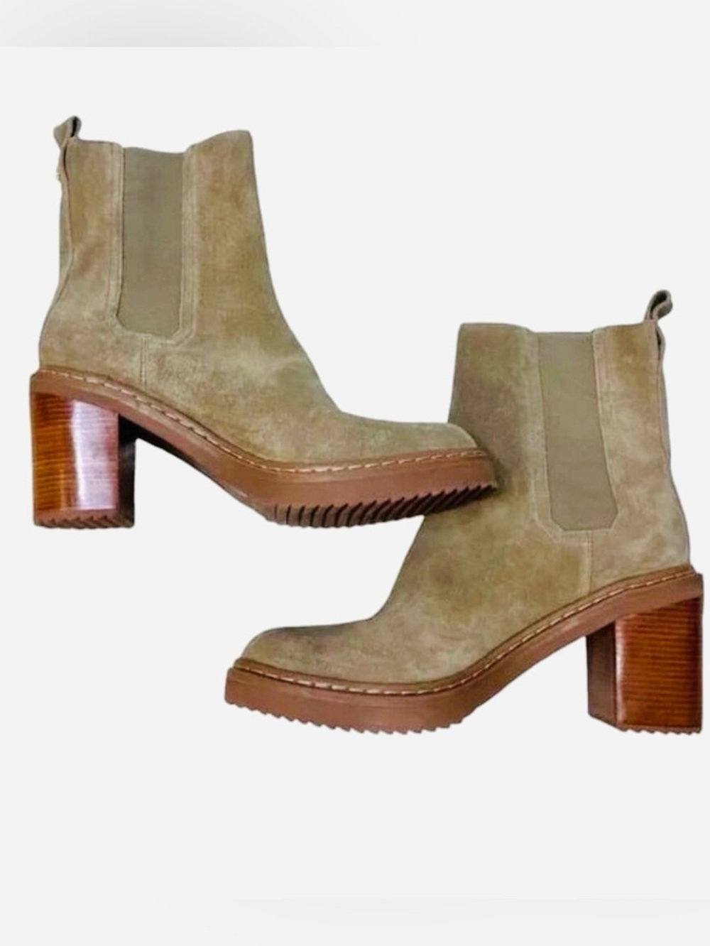 LOUISE ET CIE Varsan Suede Platform Chelsea Boot Sandstorm 10 MSRP $180 NWOB
